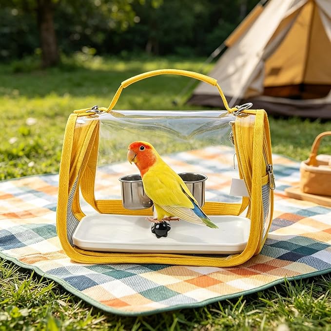 Breathable Bird Backpack, Transparent Travel Carrier, with Perch Stand, 35cm Ventilated Pet Bag with Clear Window Design, Bird Transport with Portable Style, Pet Carrier for Outdoor Travel Camping