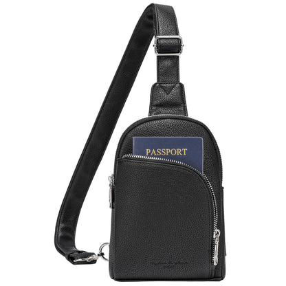 INICAT RFID Blocking Sling Bag, Anti Theft Crossbody Bag for Women Compact Travel Purses Vegan Leather (Black)