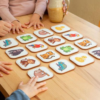 Felt Jungle Matching Game for Toddlers – Wild Animal Memory Game & Flash Cards – Soft and Safe for Ages 1+ – Montessori Preschool Learning Activity – Educational Jungle Toy for Boys & Girls