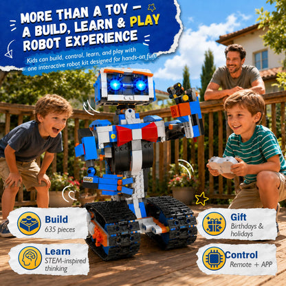 okk Robot Building Toys for Boys, STEM Projects for Kids Ages 6-12, Remote & APP Controlled Engineering Learning Educational Coding DIY Building Kit Rechargeable Robot Toy Gifts for Girls