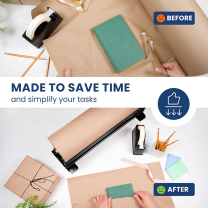 DIY Crew 18 Inch Paper Roll Dispenser and Cutter - Heavy-Duty Wall Mountable, Non Slip Tabletop - Kraft, Freezer, Butcher Paper - Up to 1000ft Rolls