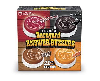 Learning Resources Barnyard Buzzers, Set of 4, Assorted Sounds and Colors, Ages 3+