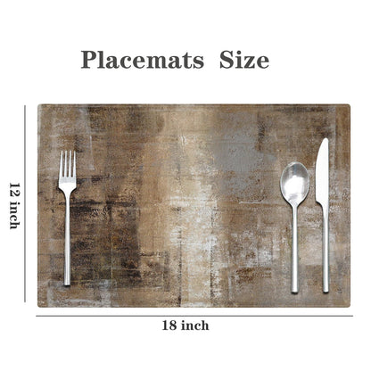 Kerton Stork Brown and Gray Placemats Set of 4, Modern Abstract Place Mats