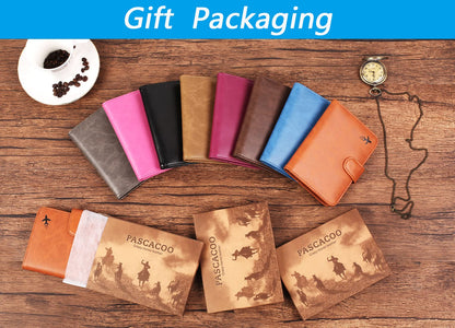 Passport Holder Cover Wallet RFID Blocking Leather Card Case Travel Accessories for Women Men (#Grey)