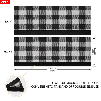 xigua 2Pcs White Black Buffalo Plaid Refrigerator Door Handle Cover Kitchen Appliance Decor Fridge Oven Dishwasher Handles Antiskid Door Knob Protector Keep Off Fingerprints