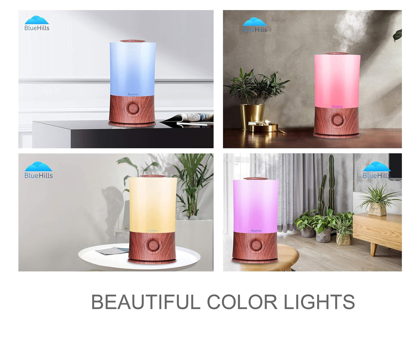 BlueHills Premium 2000 ML XL Large Essential Oil Diffuser Aromatherapy Humidifier for Large Room Home 40 Hour Run Huge Coverage Area 2 Liter Extra Large Capacity Huge Diffuser Wood Grain E005