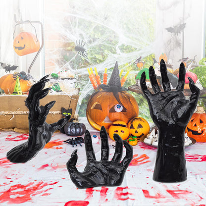 Halloween Decorations Indoor Gothic Decor: Pack of 3 Wall Mounted Creepy Reaching Hands with Lighted Candles for Gothic Wall Decorations