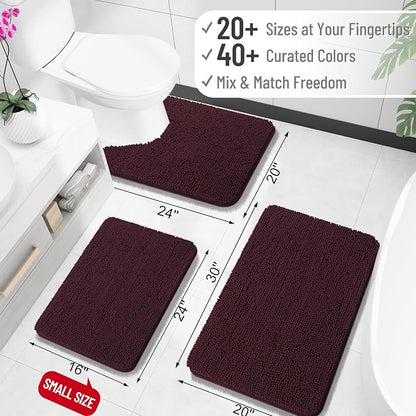 OLANLY Bathroom Rugs 35x24, Extra Soft Absorbent Chenille Bath Rugs, Rubber Backing Quick Dry, Machine Washable Bath Mats for Bathroom Floor, Tub and Shower, Home Decor Accessories, Black Cherry