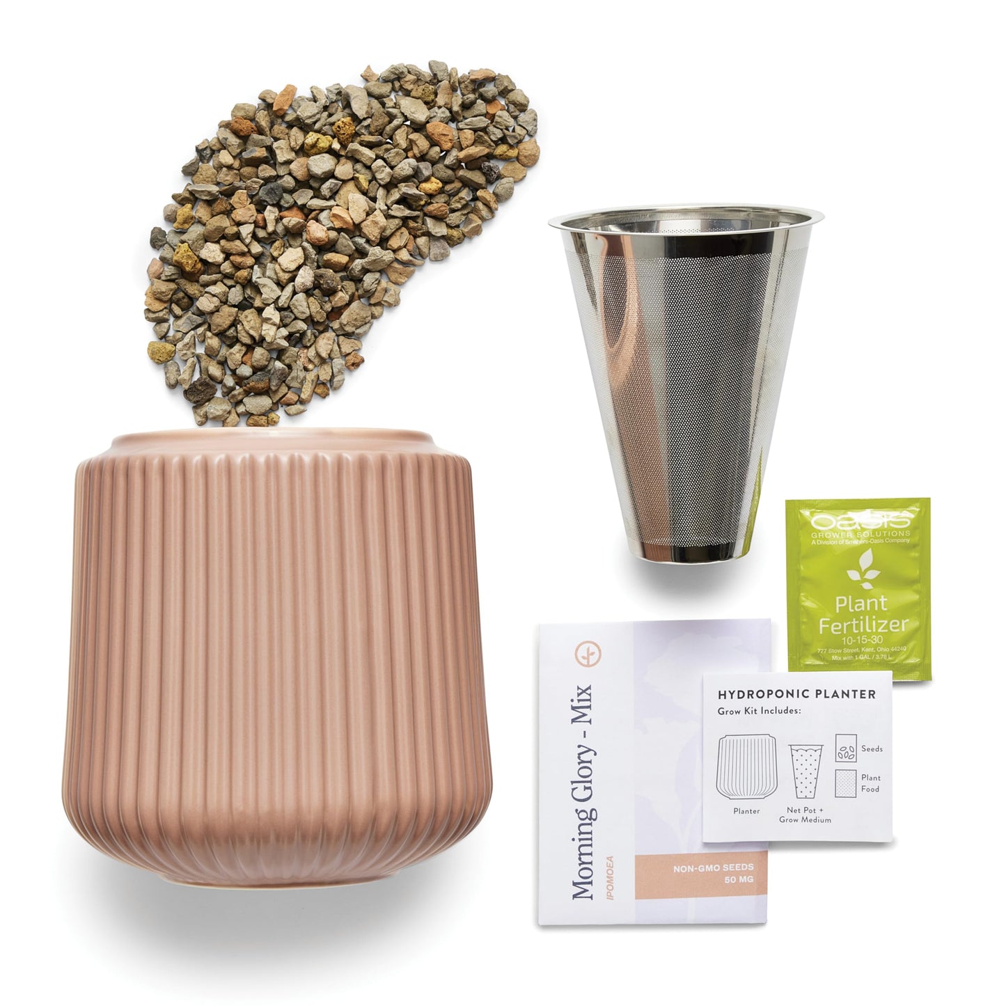Modern Sprout Flower Grow Kit - Ceramic Planter with Indoor Hydroponics Growing System Kit Ideal for Living Room Decor - Unique Gardening Gifts - Morning Glory Self Watering Flower Planting Kit