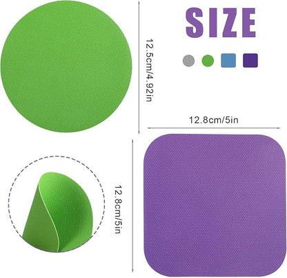 LUTER 4pcs Jar Opener, Rubber, Multi-function Silicone Bottle Opener for Seniors with Weak Hands Lid Cap Gripper Pads Kitchen Coasters Gadgets(Blue, Green, Gray, Purple)
