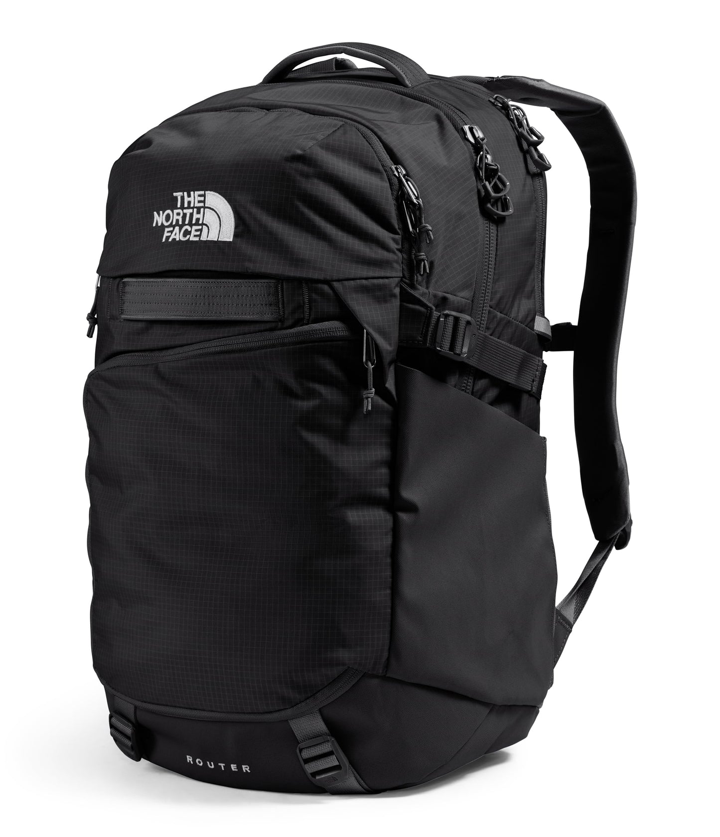 The North Face Router Everyday Laptop Backpack - Daypack, Water Repellent, Laptop Sleeve, Reflective Details, TNF Black/TNF Black-NPF, One Size