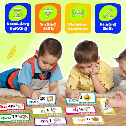 Zazopup 30 Read and Rhyme Flip Books,Word Family Build Book,Learn to Read Phonics Flash Cards,Sight Words Flash Cards Kindergarten Classroom Homeschool Learning Book,Phonics Flashcards,Reading Games