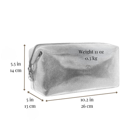 Time Resistance Leather Toiletry Bag - Italian Cosmetic Case Dopp Kit (Black)