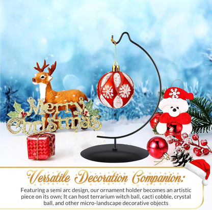 Maibloln Ornament Display Stand Hanger Rack Hook Chrismas Ornament Party Decoration Holder Air Plant Flower Pot Hanging Terrarium Home Office Decoration(Moon Black-Pedestal)