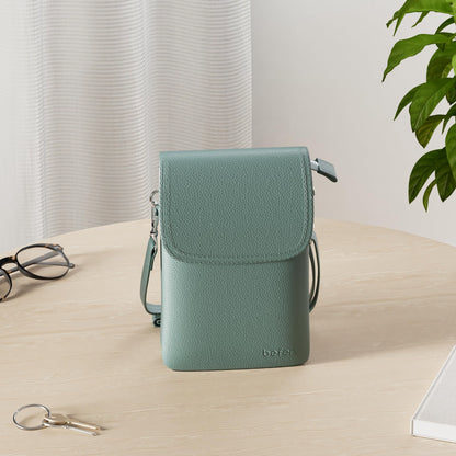 befen Genuine Leather Cell Phone Purse Crossbody, Small Travel Crossbody Bags for Women Trendy Spring Summer, Fit iPhone 15 - Hunter Green