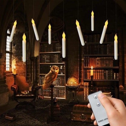 Yakpo 12 Pack LED Taper Candles with Remote, Battery Operated Halloween Flameless Flickering Outdoor Flicker Electric Hanging Floating Fake Votive Candlesticks Bulk for Window Christmas Decorations
