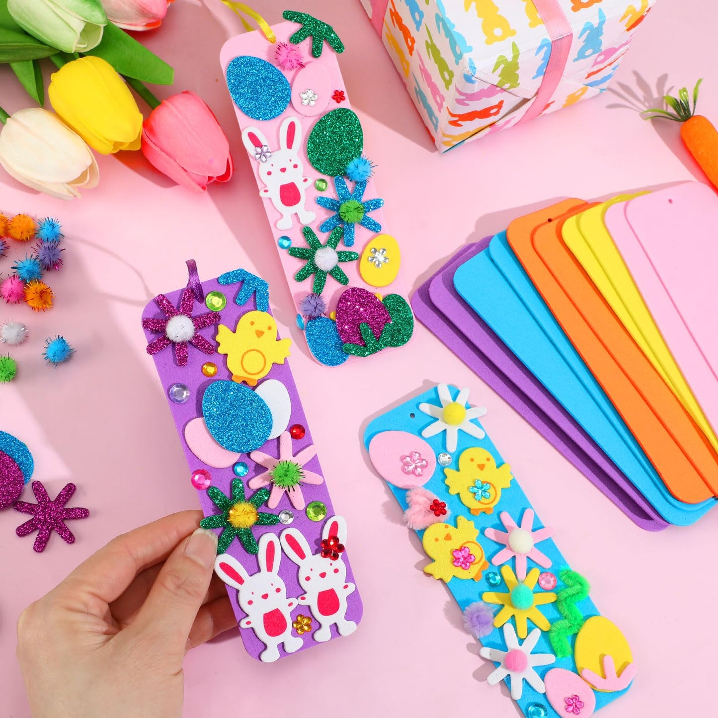 Easter Kids Craft Kit 36Sets Spring Foam Stickers Bookmark Ornament Decor