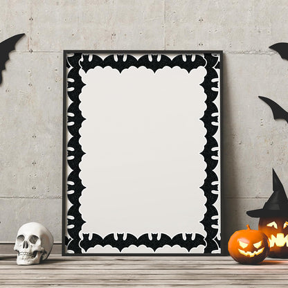 Whaline 65.6Ft Halloween Bulletin Board Border Glitter Black Bat Die Cut Trim Border Roll for Spooky Chalkboard Wall Decor
