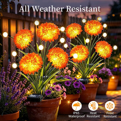 VOOKRY Solar Flowers Outdoor Waterproof, 4 Pack Garden Lights with Swaying Firefly Lights, Flower Light Garden Decor for Yard Patio Pathway Lawn Grave, Gardening Gifts for Women Mother's Day