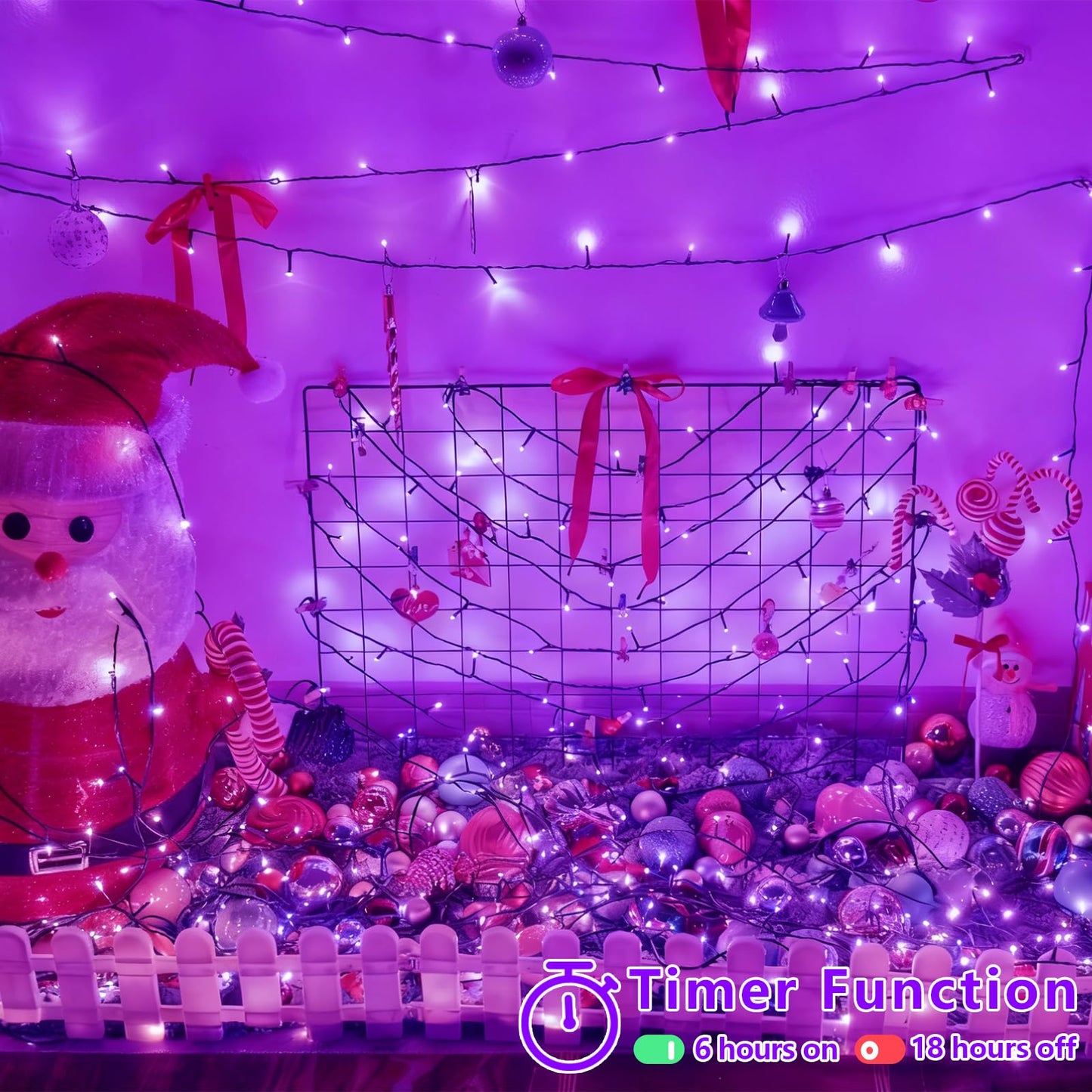 YEGUO 165ft 500 LED String Lights Outdoor Waterproof, Purple Christmas Lights Plug in, Twinkle Christmas Tree Lights Indoor with Timer Memory 8 Modes