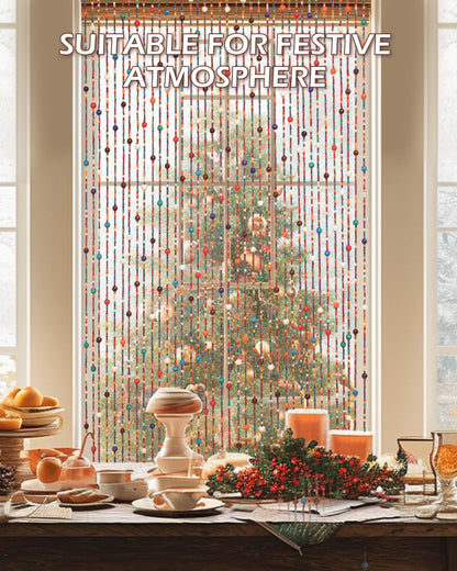 Ezcasch 38 Strands Beaded Curtain Bamboo Curtain for Doorways Multi-Scenario Application Purely Handmade Beaded Curtains as Insect Screen for Bedroom or Balcony 35.4" x 78.7", Rainbow