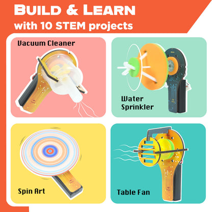 Butterfly EduFields STEM Kit 10-in-1 Science Experiments & Projects for Kids Ages 5-12 | Engineering Building Toy, Electronic Motor Robot Craft for Boys & Girls, Outdoor Summer Gift