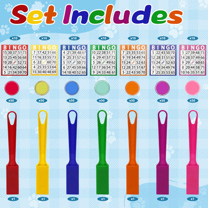 Coopay Magnetic Bingo Wand Chip and Game Card Set - 7 Pack Magnetic Wands, 350 Colorful Metal Chips, 70 Bingo Paper Cards for Kids Classroom Science Learning Counting Family Game Night Educational