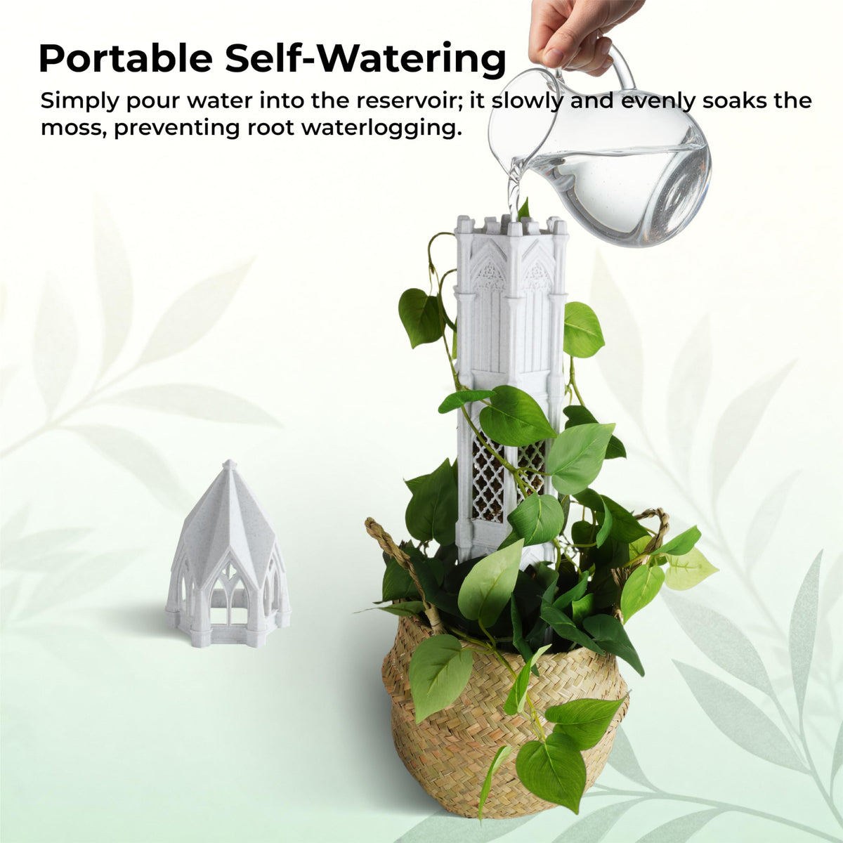 Gothic Tower Moss Pole – Modular Stackable Self-Watering Indoor Climbing Plant Totem, Can Be Used as Moss Pole, Plant Stake or Climbing Support