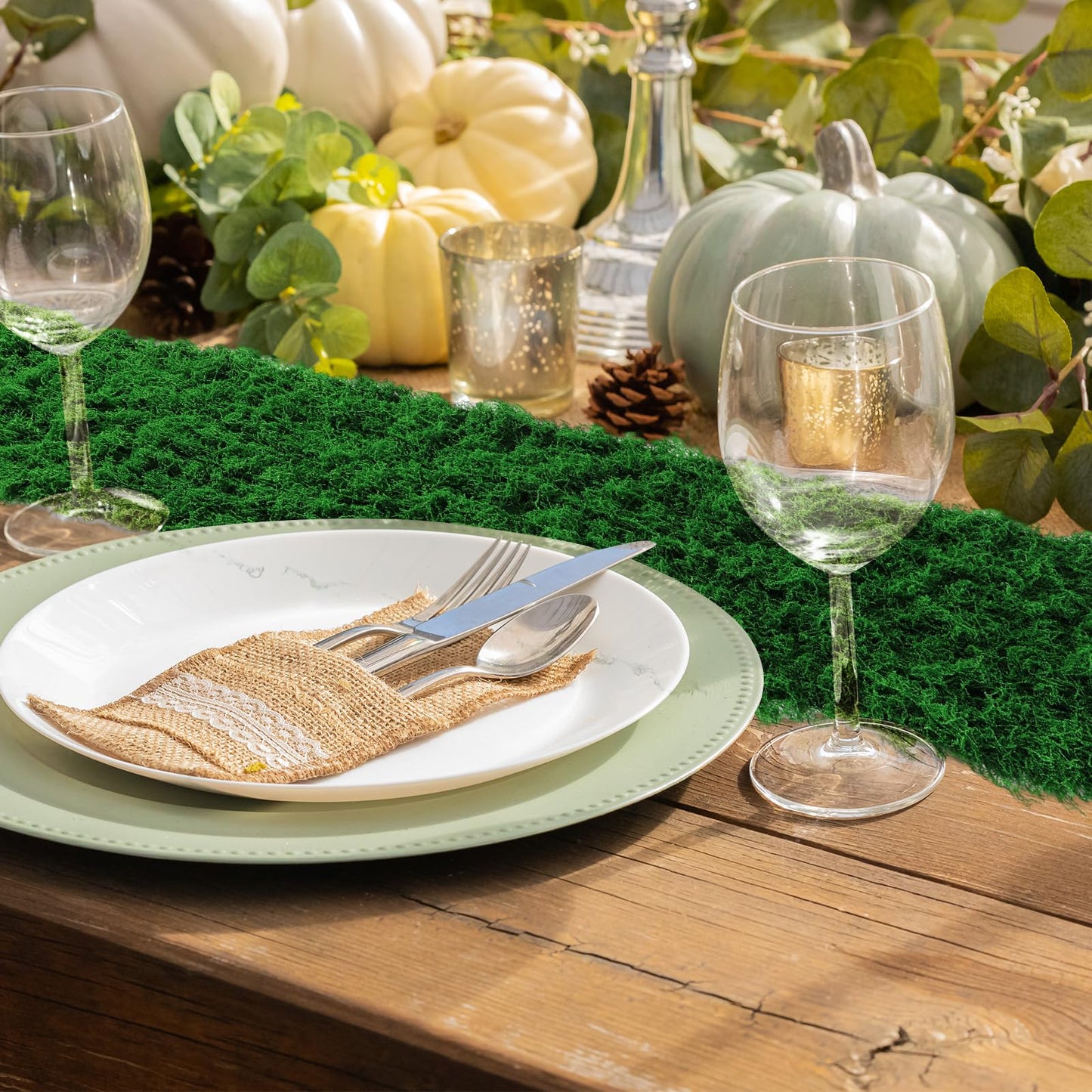 Zeyune 2 Pcs Artificial Moss Table Runner for Wonderland Tea Party Decoration 12 x 71'' Fake Moss Sheet Roll Waterproof for Enchanted Forest Fairy Decor Holiday Garden Wedding Birthday (Dark Green)