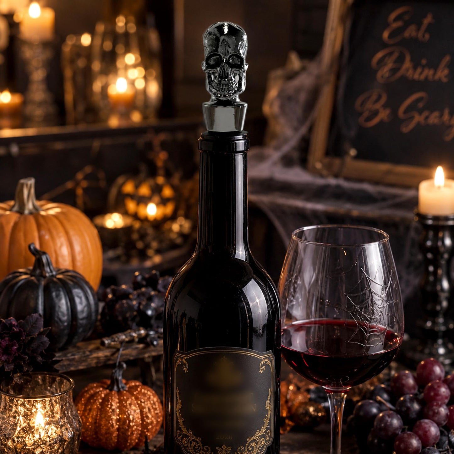 Gothic Skull Wine Stopper, Bottle Stopper Wine Saver, Reusable Wine Corks