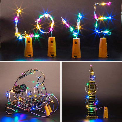 SmilingTown Wine Bottle Lights with Cork 15Pack 10 LED 40 Inches Battery Operated Silver Wire Liquor Fairy Mini String Lights for Party Christmas Halloween Wedding Decoration