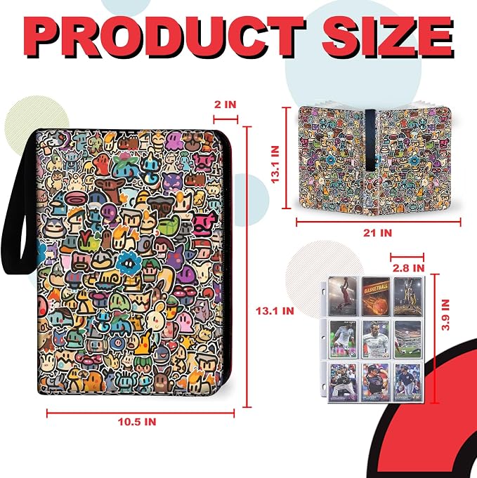 1008 Card Binder 9 Pocket, 3-Ring Trading Card Binder with 56 Page Removable Sleeves, High Storage Waterproof Trading Card Holder Collection Card Album Organizer Case for TCG Cards