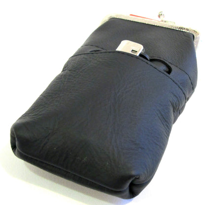 Women 100% Pure Leather Cigarette Case Lighter Match Pocket Zipper Coin Pouch -4 Color (Black)