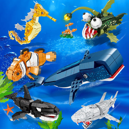 KAZI Whale Building Set,Deep Sea Creatures Building Blocks,Ocean Animal Toy for Kids Ages 8 9 10 Plus,Blue Whale Sea Animal Building Kit for Boys Girls,Birthday Gifts,Easter Basket Stuffers