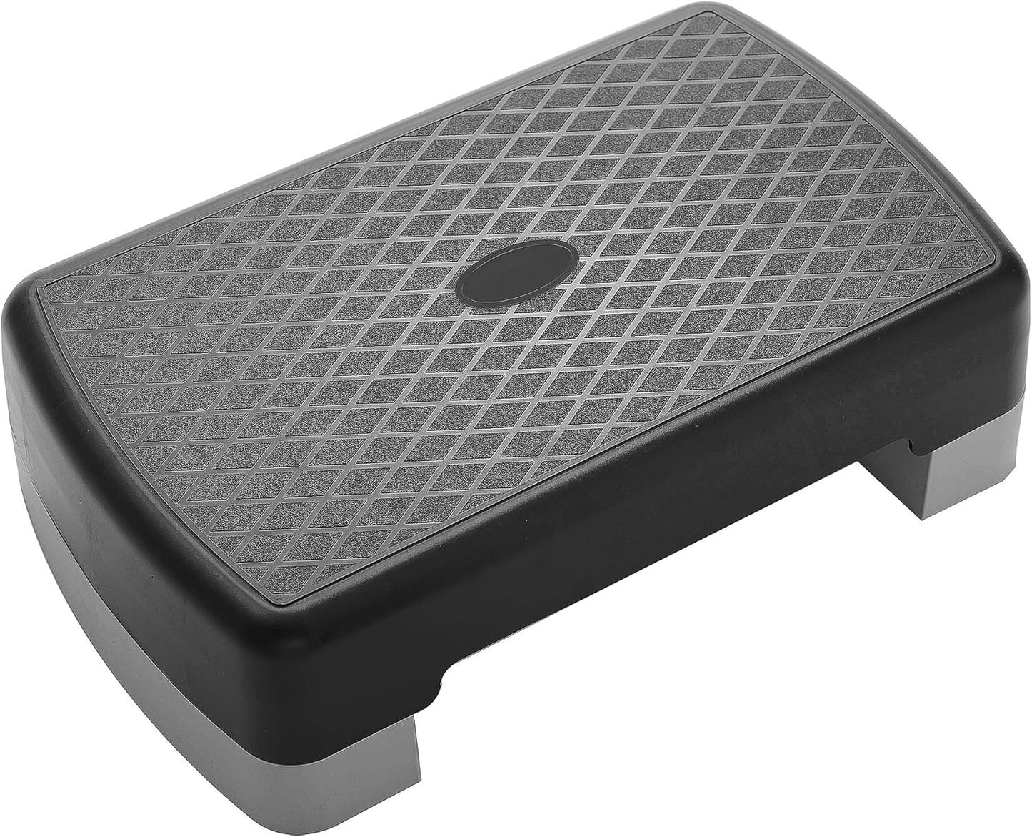 Fitvids 18" Workout Aerobic Stepper Step Platform with 2 Risers, Lightweight Portable Step Up Platform Trainer, Adjustable Height 3.2’’ 5.5’’ for Home Gym, Black and Gray