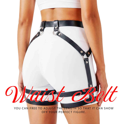 TWINKLEDE Black Leather Belt Leg Thigh Rave Nightclub Body Accessories for Women