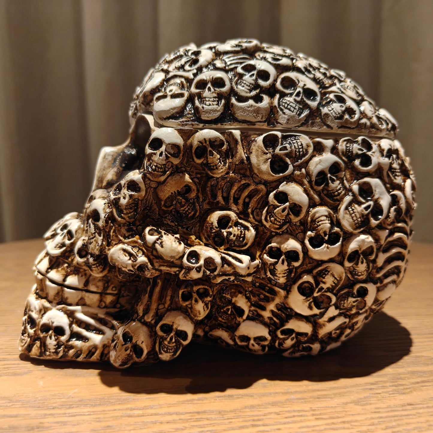 Gothic Skull Storage Box - Decorative Ossuary Design with Hidden Compartment, Hand-Painted Polyresin Skeleton Head Container for Jewelry, Keys & Small Items, Macabre Home Decor Conversation Piece