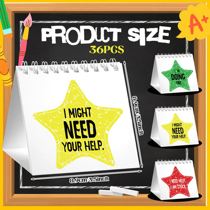 Chivertion 36 Pcs I Need Help Mini Flip Charts Star Classroom Management Need Tools Behavior Self Assessment Cards for Teachers School Educational and Learning Activities Supplies(Classic Style)