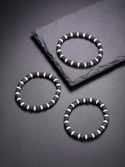 Jovivi Healing Crystal Beaded Bracelets for Men Women Natural Lava Rock Gemstone Hematite Beads Stone Stretch Bracelets Triple Protection Jewelry Gifts