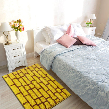 Tinideya 16 x 24 Yellow Brick Bathroom Mat Brick Stone Wall Non Slip Road Rug Cute Aesthetic Carpet Microfiber Absorbent Bath Rug Halloween Wizard Party Decorations for Bathroom Bathtub Shower Bedroom