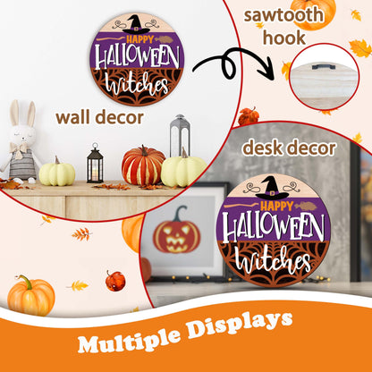 Beshoul Halloween Desk Decorations for Home, Witch Hat Gifts for Women Friends Coworkers, Web Witches Table Decor for Bedroom Living Room Bathroom - D03