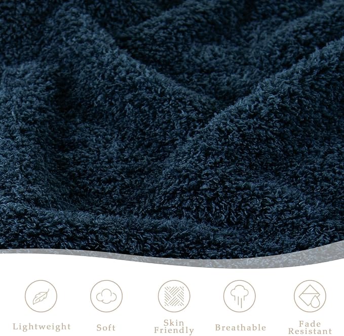 Exclusivo Mezcla Fleece Bed Blankets Queen Size, Ultra Soft, Lightweight and Fuzzy Navy Blue Blanket for Women, Home Decor, 90x90 Inches