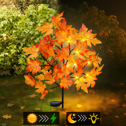 Uieke 2 Pack Solar Fall Lights Outdoor Decorative, 40LED Thanksgiving Lights Fall Solar Stake Lights Outdoor with 8 Modes & Timer, Waterproof Thanksgiving Decorations for Yard Garden