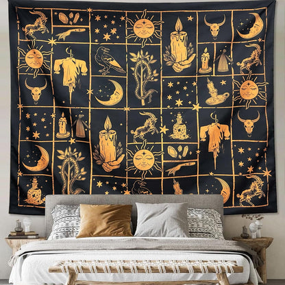 ARTCREATOR Witchy Tapestry Black and Gold Witch Tapestry, Witchy Wall Decor Aesthetic Wall Hanging Decor for Living Room Bedroom(70" x 90")