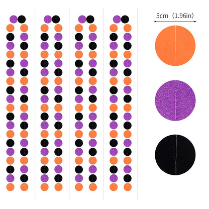 Black-Orange Purple Halloween Party-Decorations Streamers-Garland - 52ft Birthday Baby Shower Decorations Paper Banner, Graduation 2025 Glitter Hanging Decoration Bunting Supplies Lasting Surprise
