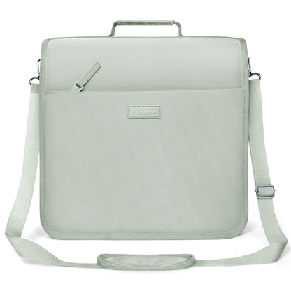 SUNEE Zipper Binder 3 Ring, 3 Inch O-Ring with Handle and Shoulder Strap, 600-Sheet Capacity, 5-Tab Expanding File Folder, Multi-Pockets for Middle School Organizer Binder with Zipper, Sage Green