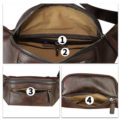 Genuine Leather Fanny Pack for Women and Men Vintage Real Leather Waist Bag Hip Bum Crossbody Sling Bags (Coffee)