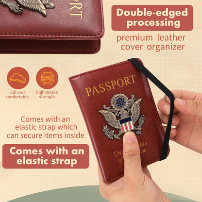 XMLINPER 2 Pcs Passport Holder for Travel with Card Slot RFID Blocking Leather Family Passport Wallet Travel Accessories for Men and Women (Blue and Black)