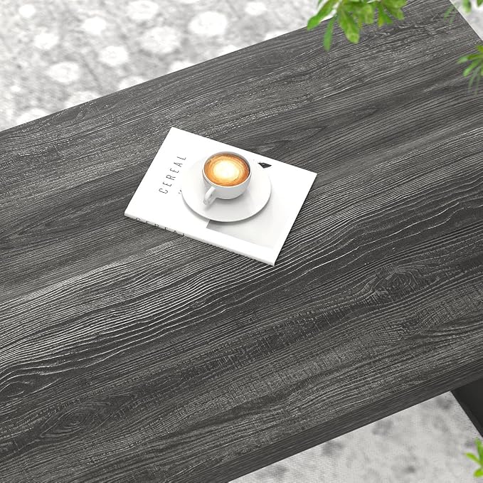 FOLUBAN Coffee Table, Modern Industrial Wood and Metal Center Table, Rectangle Cocktail Tea Table for Living Room, Dark Gray, 44 Inch