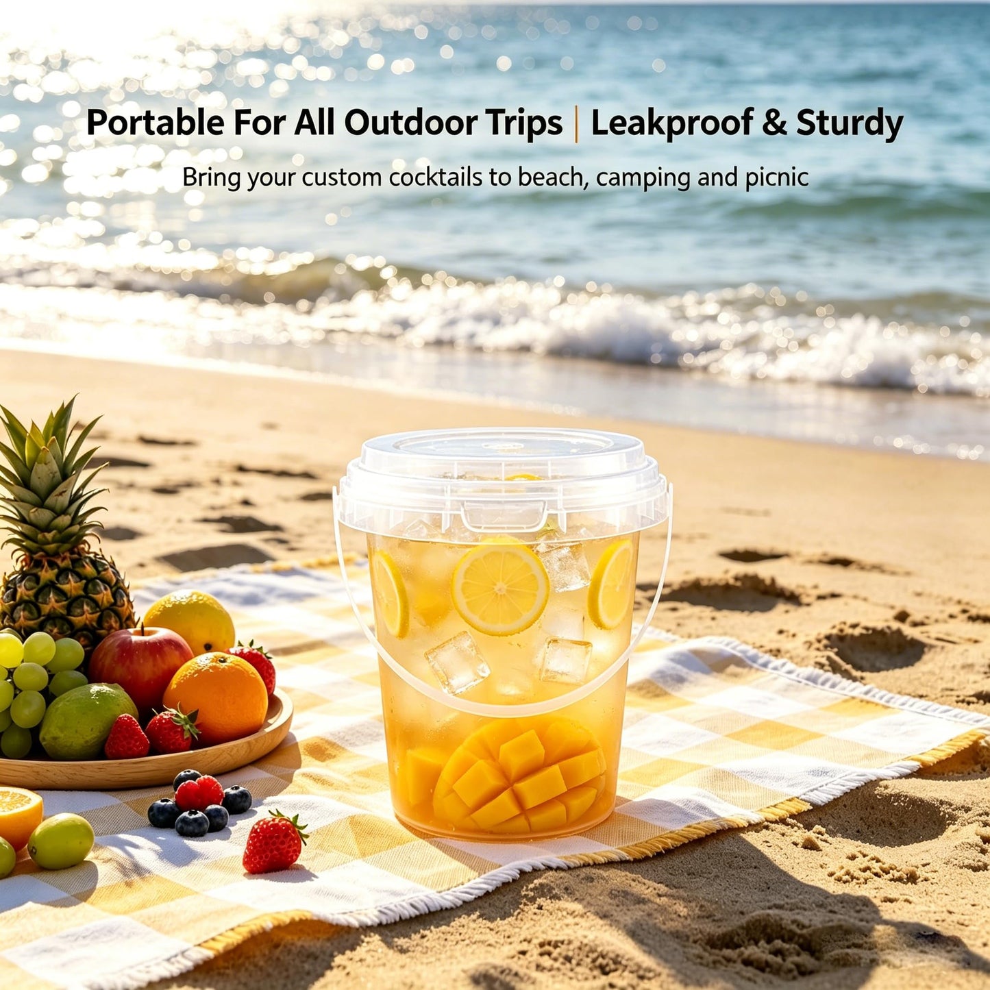 34oz Drink Buckets with Lids & Straws, 30 Pack Clear Party Buckets